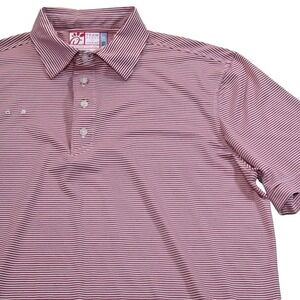 Team Style Odbe‎ Chick fil A Mens Polo Shirt Striped Hydrochill Red White Medium